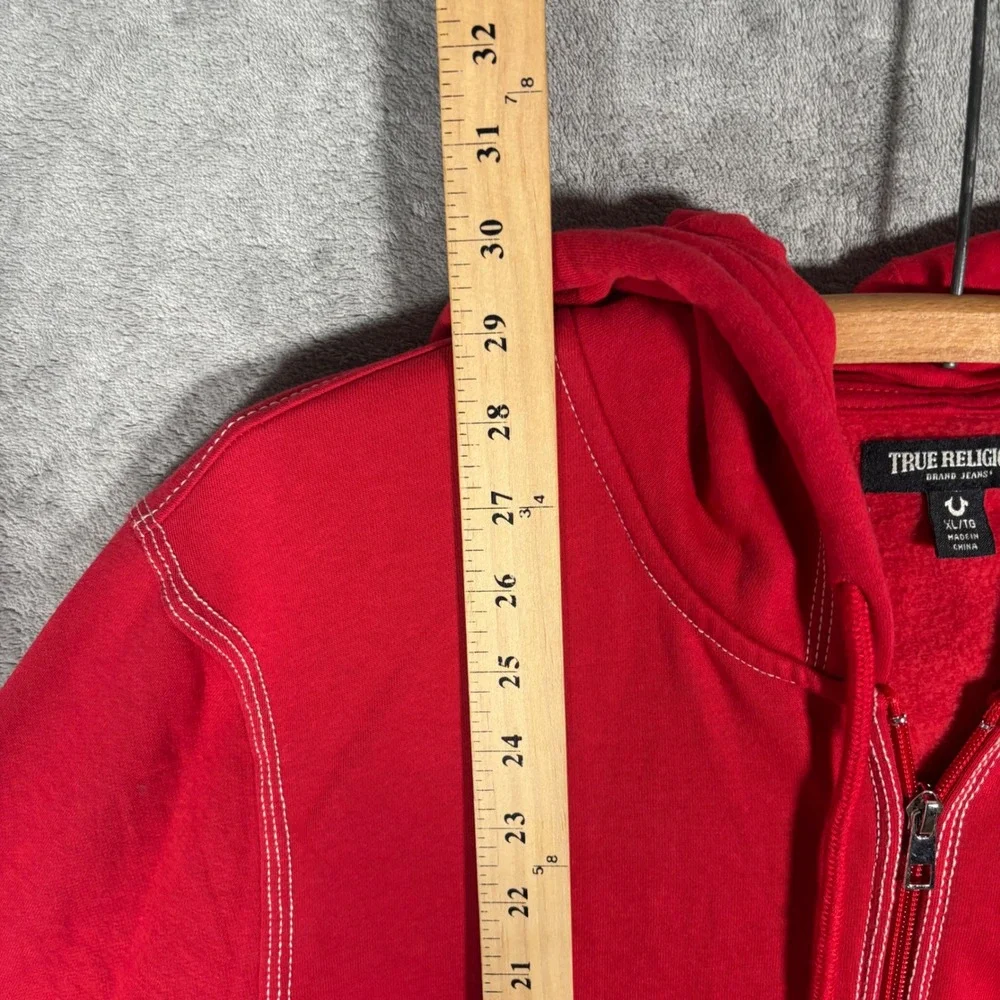 True Religion TNL Puff Buddha Full Zip Hoodie Mens XL‎ 3D Graphic Sweatshirt Red